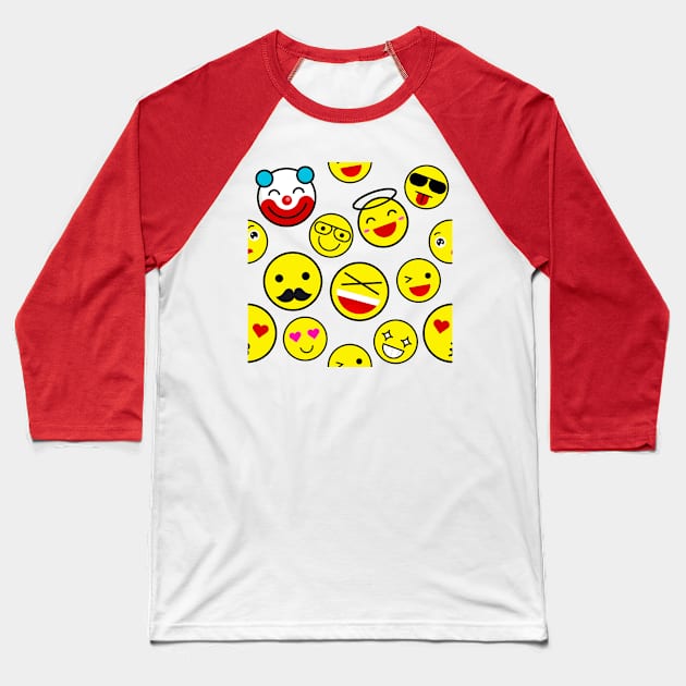 funny clown emojis happy face Baseball T-Shirt by gossiprag